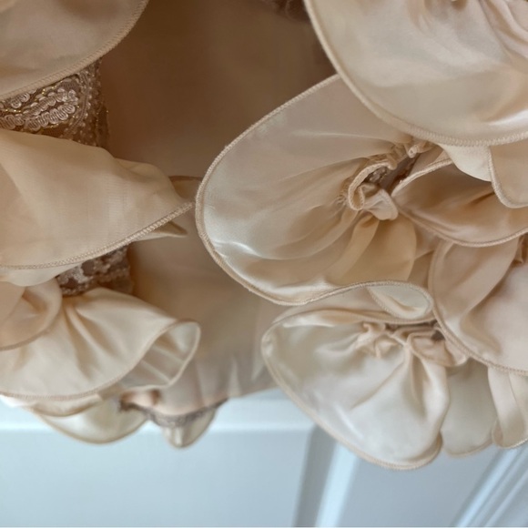 NWT Jessica Simpson champagne colored sheer embroidered layered cap sleeves - Picture 11 of 12